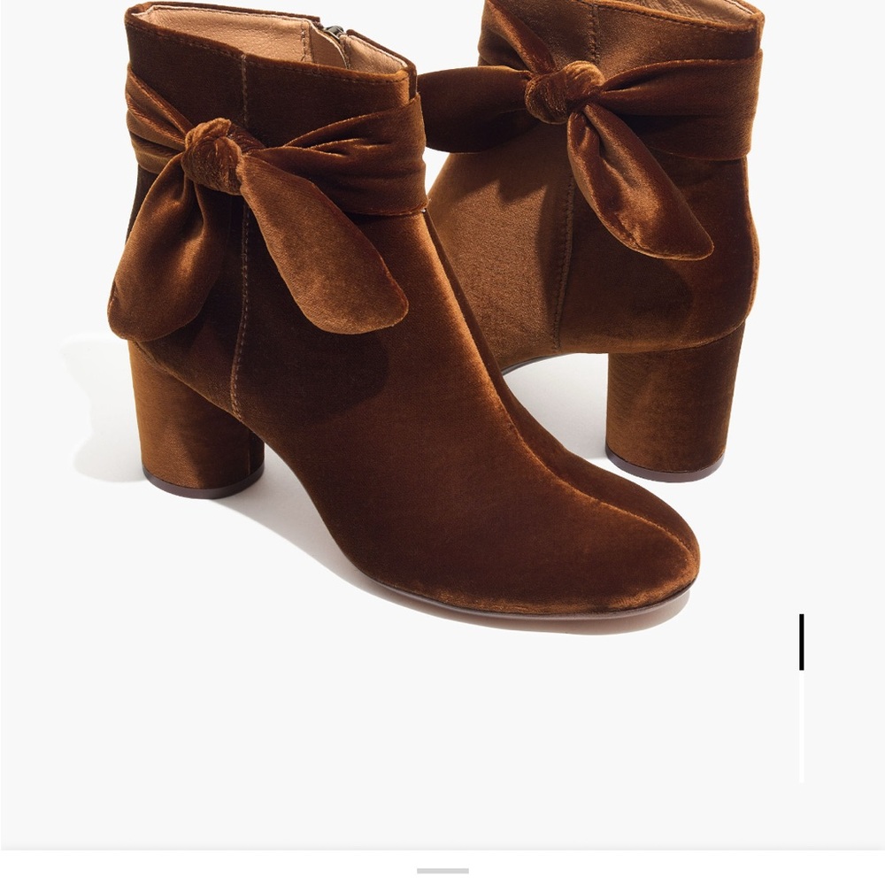Madewell New in Box: The Esme Bow Boot in Velvet, Color Burnished Cedar, Size 6M